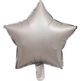 تصویر بادکنک فویلی مدل ستاره کروم نقره‌ای Silver chrome star foil balloon