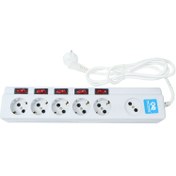 تصویر چندراهی برق پارت الکتریک مدل 5+1 با کابل ۱.۸ متری 