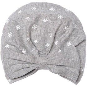 تصویر توربان نوزادی دخترانه طرح برفی طوسی پاپو Papo Papo Gray Snow Baby Girl Turban