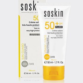 تصویر کرم ضد آفتاب بدون رنگ سسکین Soskin Sun Cream SPF 50 Very High Protection 50ml 