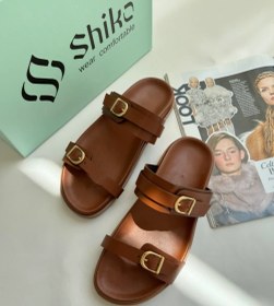 تصویر صندل زنانه پارمیدا مدل PA1121 چرم مصنوعی با دو بند و سگک طلایی 