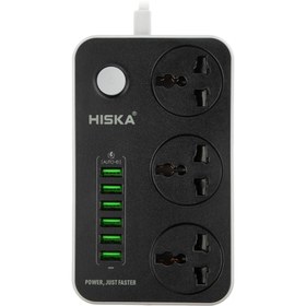 تصویر چند راهی برق + شش پورت USB هیسکا (HSIKA) مدل CH-5510 HISKA power socket model CH-5510