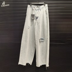 تصویر شلوار جین زنانه فول بگ زاپدار یخی کد 18 