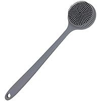 تصویر اسکرابر پشت سیلیکونی DNC برای برس بدن حمام با دسته بلند (خاکستری) DNC Silicone Back Scrubber for Shower Bath Body Brush with Long Handle (Gray)