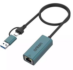 تصویر تبدیل USB 3.0/USB-C به Lan اونتن مدل +Onten USB 3.0/USB-C to Gigabit Adapter UE106 