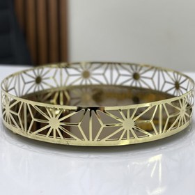 تصویر سینی کف آیینه ای طلایی 
