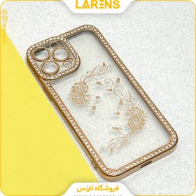 تصویر لارنس | قیمت و خرید کاور Flower سری Diamond ايفون 13 پرو مکس - Gold 