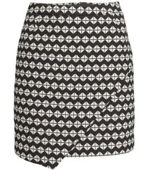 تصویر دامن طرح لوزی زنانه سفید مشکی H&M 