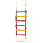 تصویر نردبان آویز چوبی اسباب بازی پرندگان 6 پله رنگی 