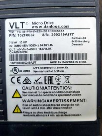 تصویر اینورتر (درایو) 7/5 کیلووات (10 اسب) سه فاز دانفوس مدل VLT Drive 7.5 KW (10 HP) three-phase Danfoss VLT model