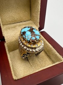 تصویر انگشتر مردانه فیروزه نیشابوری| فیروزه شجری اصیل کد G۰۷۴ 