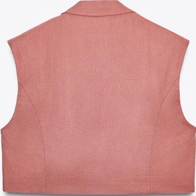 تصویر جلیقه کتان با یقه شال و دکمه‌ای از برند زارا (زنانه) 