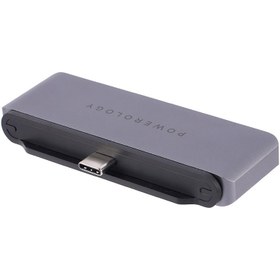 تصویر هاب Powerology P41PACHGY Type-C To USB2.0/HDMI/AUX/Type-C Powerology P41PACHGY Type-C To USB2.0/HDMI/AUX/Type-C HUB