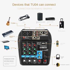 تصویر میکسر صدا ۴ کانال TECHBLAZE با بلوتوث و برق فانتوم 