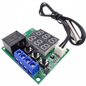 تصویر ماژول ترموستات دیجیتال XH-W1219 ۱۲ ولت با نمایشگر و کلیدهای کنترلی 