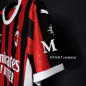 تصویر کیت آث میلان 2025 رنگ قرمز مشکی کیفیت +A تایلندی AC Milan 2025 kit, red, black, Thai A+ quality