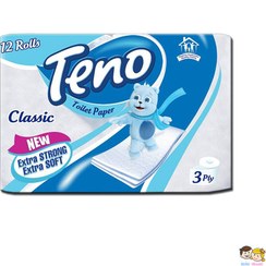 تصویر دستمال کاغذی توالت تنو سه لایه مدل 12 رول ا Teno Toilet Paper 3layers 12rolls Teno Toilet Paper 3layers 12rolls