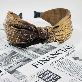 تصویر تل سر گره ای نگینی - مشکی 