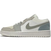 تصویر کتانی نایکی ایر جردن ۱ لو خاکستری آبی سایز ۳۷ تا ۴۵ چرم مصنوعی 