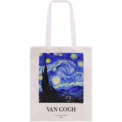 تصویر ساک پارچه‌ای طرح نقاشی شب پر ستاره ون گوگ 