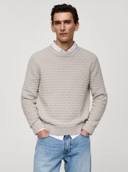 تصویر ژاکت بافتنی ضروری با طراحی متقاطع برند mango man Essential Crossed Knit Sweater