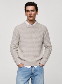 تصویر ژاکت بافتنی ضروری با طراحی متقاطع برند mango man Essential Crossed Knit Sweater