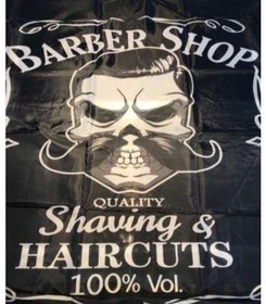 تصویر پیشبند آرایشگری طرح اسکلت با سبیل Hair Cutting barber Mustache 