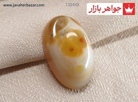 تصویر نگین عقیق هندی زرد باباقوری دوچشم کد 132442 