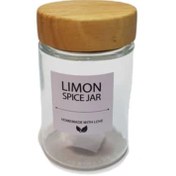 تصویر جا ادویه شیشه ای لیمون کد 2382 درب چوبی ۱۱۰ سی سی 