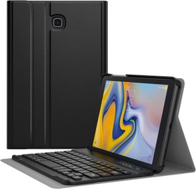 تصویر کیبورد MoKo Keyboard for Samsung Galaxy Tab A 8.0 2018، Premium PU Leather Cover Cover با صفحه کلید بلوتوث بی سیم قابل جابجایی برای Galaxy Tab A 8.0 Inch SM-T387 2018 Tablet Release - Black 