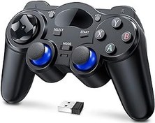 تصویر گیم پد کنترل کننده بازی بی سیم USB برای رایانه شخصی/لپ تاپ (ویندوز XP/7/8/10) و PS3 و Android و Steam - [مشکی] (مشکی) - ارسال 15 الی 20 روز کاری 