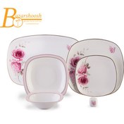 تصویر سرویس غذاخوری چینی زرین ایران مدل رزفلاور ۲۷ پارچه ۶ نفره 