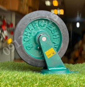 تصویر چرخ چدنی لاستیکی گردان 25 