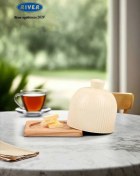 تصویر کره خوری گلس کالر با زیره چوبی کرم ریور کد 3921C 