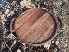 تصویر سینی گرد چوبی 