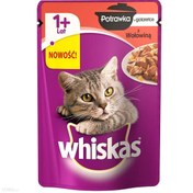 تصویر پوچ گربه ویسکاس گوشت گوساله 85 گرم Whiskas Pouch With Beef 85g