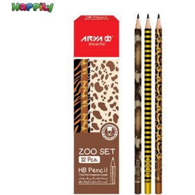 تصویر مداد مشکی آریا مدل باغ‌وحش بسته 12 عددی Arya Zoo Set HB Pencil 12 pcs - 3045