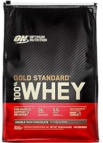 تصویر Optimum Nutrition (ON) Gold Standard 100% Whey Protein Powder Primary Source Isolate, 24 Grams of Protein for Muscle Support and Recovery - Double Rich Chocolate, 10 Lbs, 149 Servings (4.54 KG) 