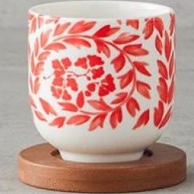 تصویر ماگ سرامیکی همراه استند چوبی انگلیش هوم مدل Carnival Flower سایز 110 میل Ceramic With Wooden Stand Mug 110 ml Orange