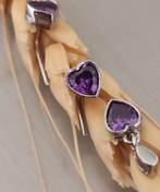 تصویر نیم ست نقره مدل قلب مینی (پلاک + گوشواره میخی) 