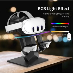 تصویر داک شارژ عمودی RGB و استند نمایش meta quest 3 v 3s 