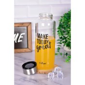 تصویر بطری آب شیشه ای 1030 میل درب استیل یونیک کد 3052 