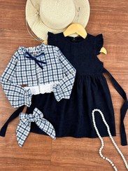 تصویر کت سارافون مخمل دخترانه 2 تا 8 سال با کش مو - سایز 