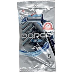 تصویر خودتراش مردانه 2 لبه طوسی مدل TG708N-5P بسته 5 عددی دورکو Dorco Men's Self Shaver 2 Gray Edges Model TG708N-5P Pack of 5