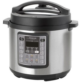 تصویر زودپز برقی دیجیتالی سفید عرشیا مدل EB118-2371 Arshia white digital electric pressure cooker model EB118-2371