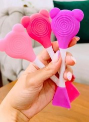 تصویر فیس براش دو طرفه سیلیکونی خرسی 