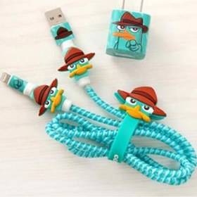 تصویر پک محافظ کابل پلاستیکی protective Toys محافظ + برچسب شارژر آیفون اردک ا USB Cable Protector USB Cable Protector