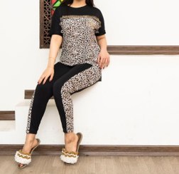 تصویر تیشرت و شلوار پلنگی زنانه 