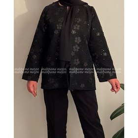 تصویر مانتو مجلسی زنانه مشکی 