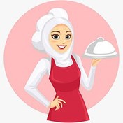 تصویر لوگو و کاراکتر خانم با حجاب آشپز – Woman chef wearing a red apron 